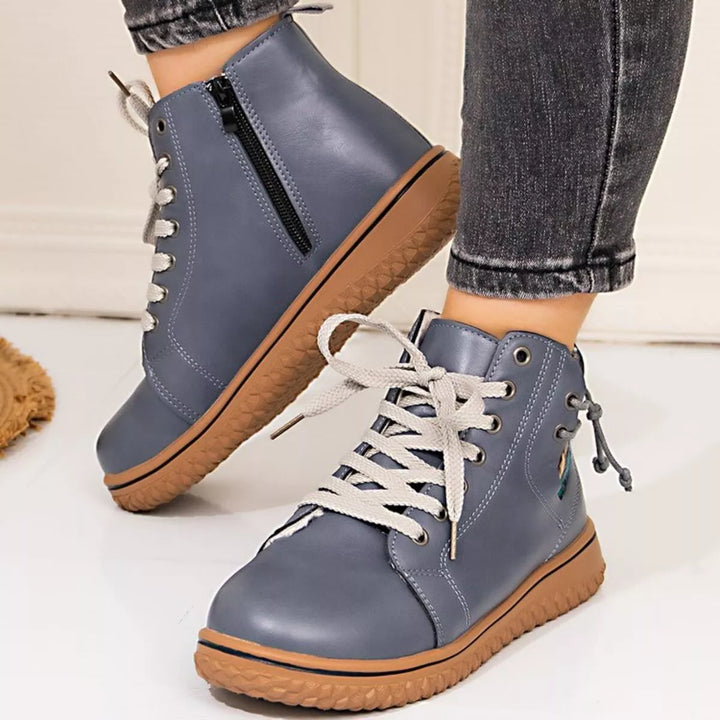 Round Toe Platform Ankle Boots 