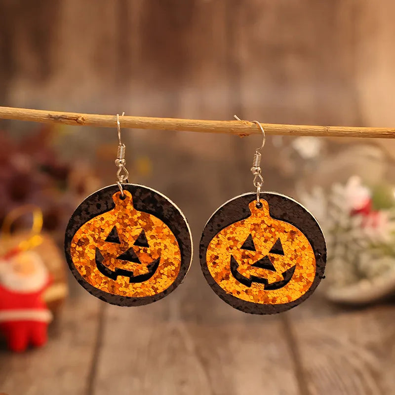 PU Leather Pumpkin Earrings 