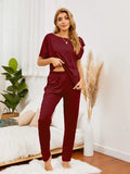 Boat Neck Top and Pants Lounge Set Lingerie & Nightwear