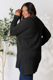 Basic Bae Full Size Ribbed Round Neck Long Sleeve Slit Top 