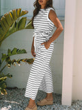 Casual Striped Tank and Wide Leg Pants 2pcs Set Two Piece Dresses