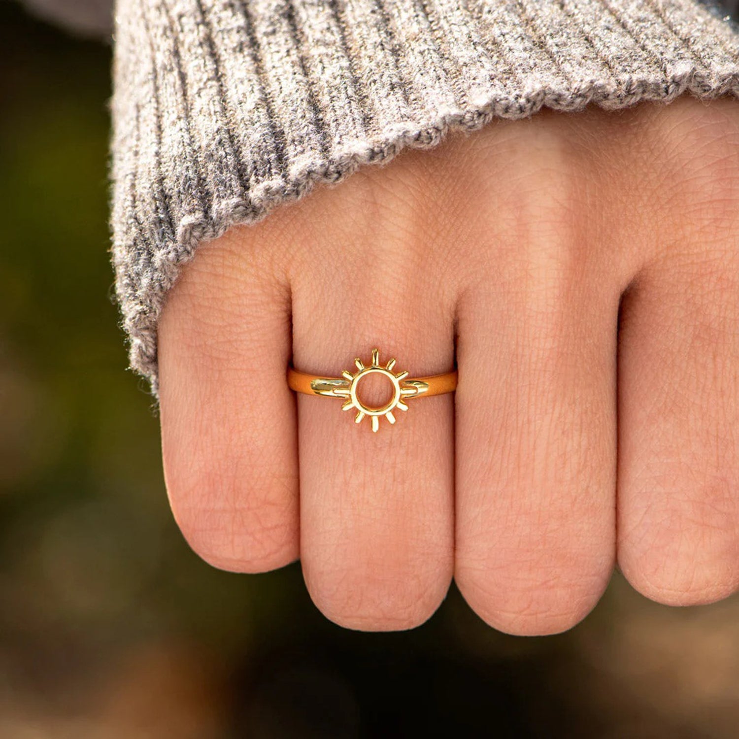 Sun Shape 18K Gold-Plated Ring 