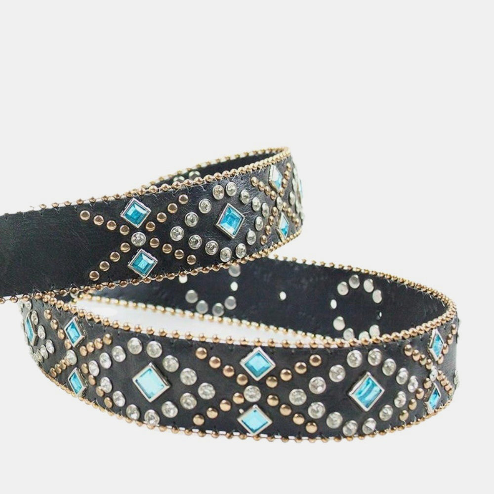 Rhinestone PU Leather Belt 