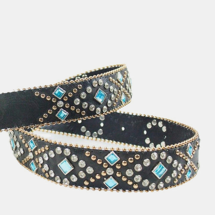 Rhinestone PU Leather Belt 