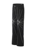 Men's Spider Web Embroidered Flared Jeans 