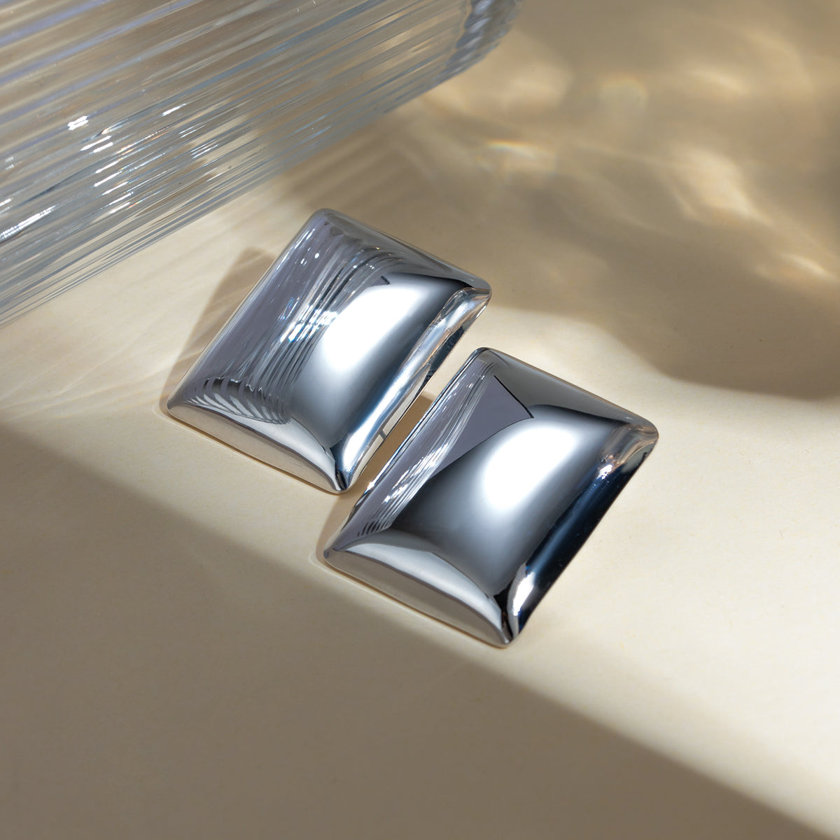 Stainless Steel Rectangular Stud Earrings 