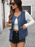 Button Up Denim Vest 