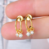 925 Sterling Silver Moissanite C-Hoop Earrings 