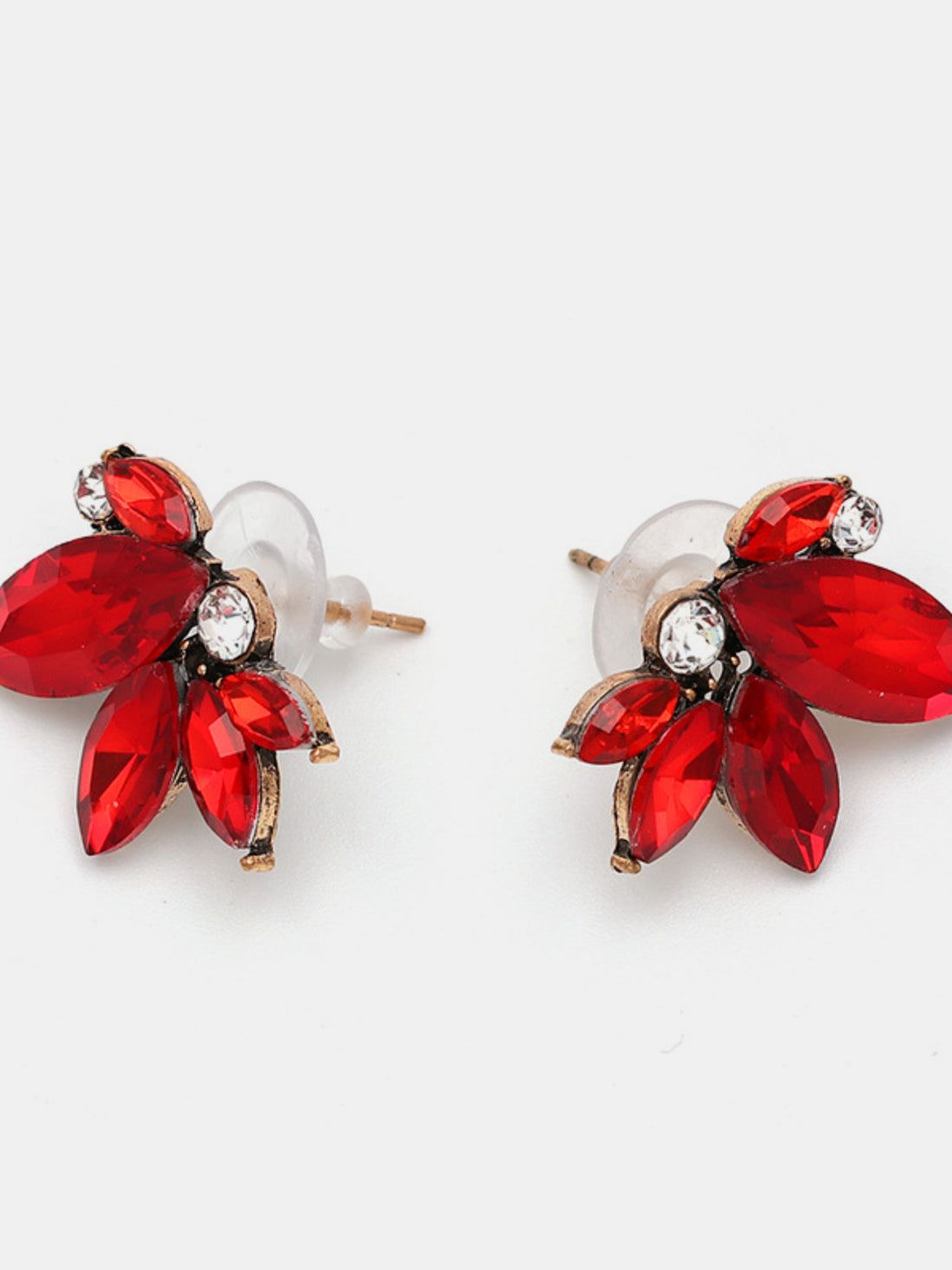 Alloy Rhinestone Flower Stud Earrings 