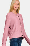 Zenana Button Down Long Sleeve Sweater Cardigan 