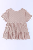 Plus Size Eyelet Round Neck Short Sleeve Blouse 