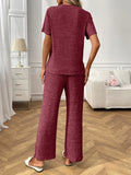 Ribbed Knit Short Sleeve Top and Pants Lounge Set Lingerie & Nightwear