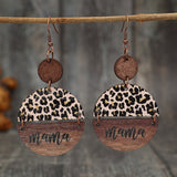 Wooden Leopard Round Shape Earrings 