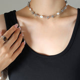 Freshwater Pearl Titanium Steel Necklace 