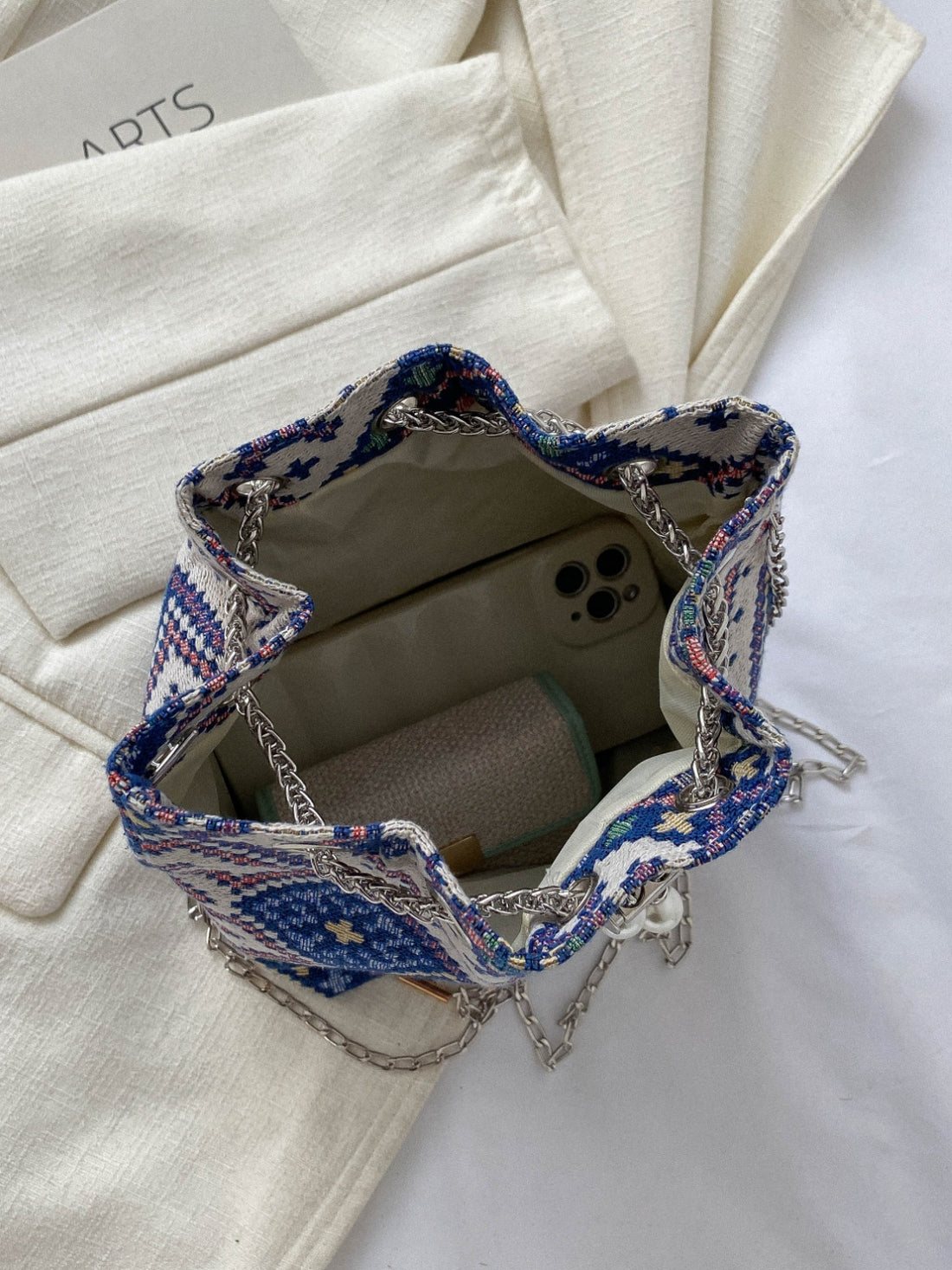 Printed Chain Bucket Bag 