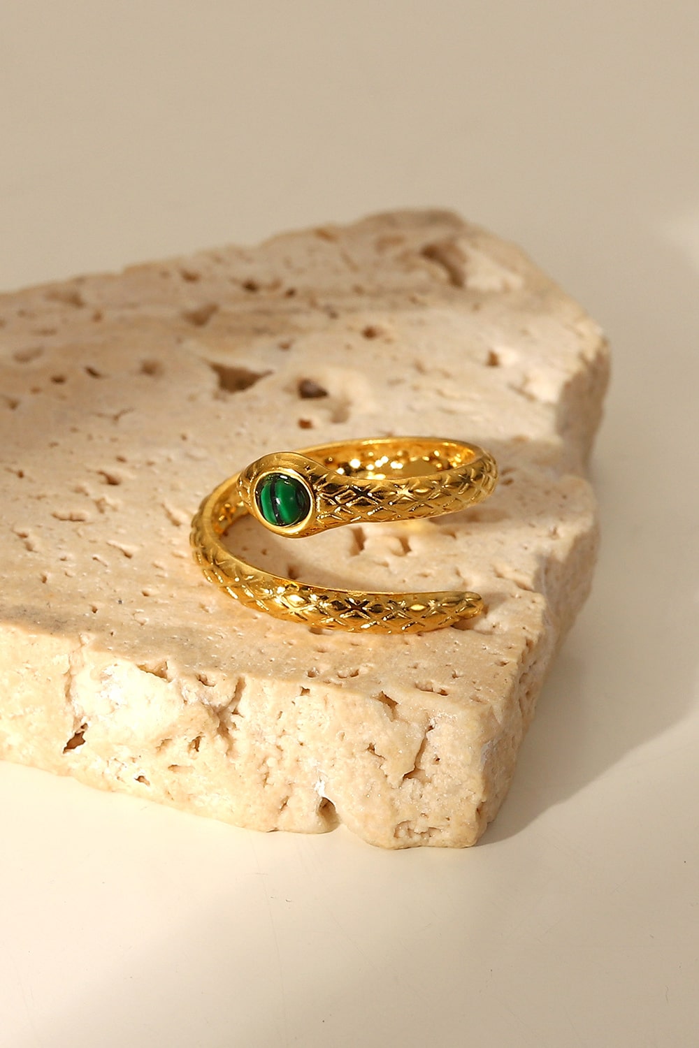 Snake Charmer Malachite Snake-Shaped Bypass Ring 