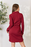 Culture Code Full Size Tie Front Half Zip Long Sleeve Shirt Dress 