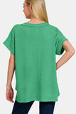 Zenana Waffle Exposed-Seam Short Sleeve T-Shirt 