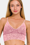 Zenana Washed Ribbed Bra Padded Cami 