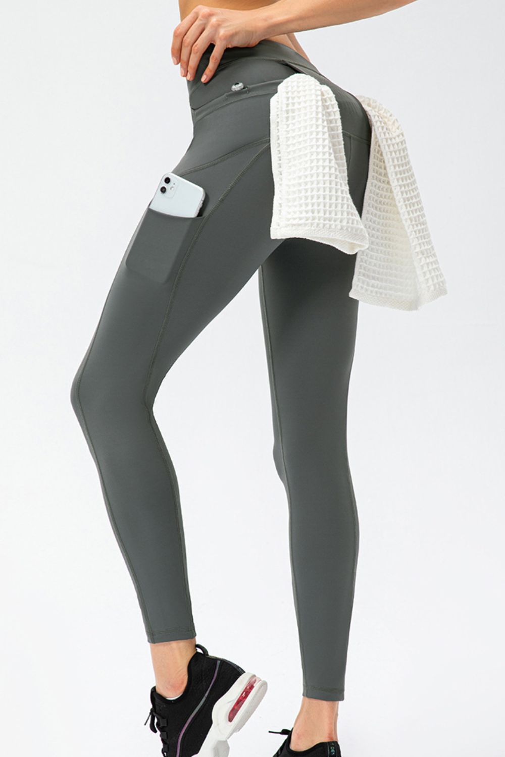 Full Size Slim Fit High Waist Long Sports Pants with Pockets 