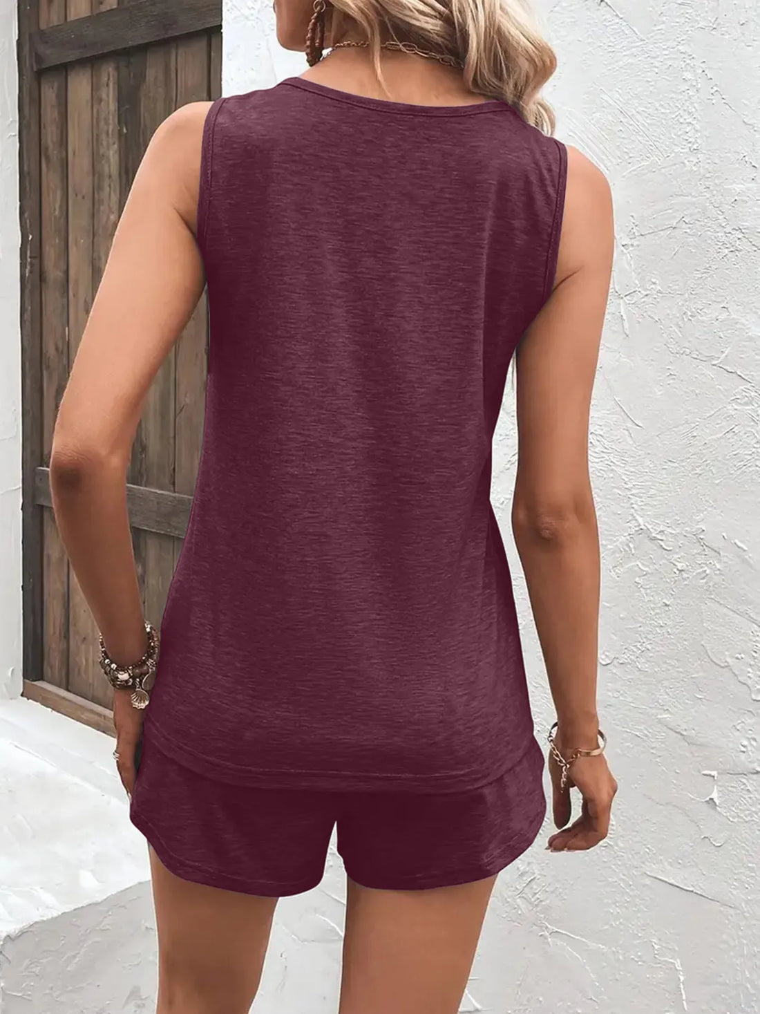 Casual Wide Strap Tank Top and Shorts Set Two Piece Dresses