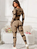 Scoop Neck Long Sleeve Active Jumpsuit 