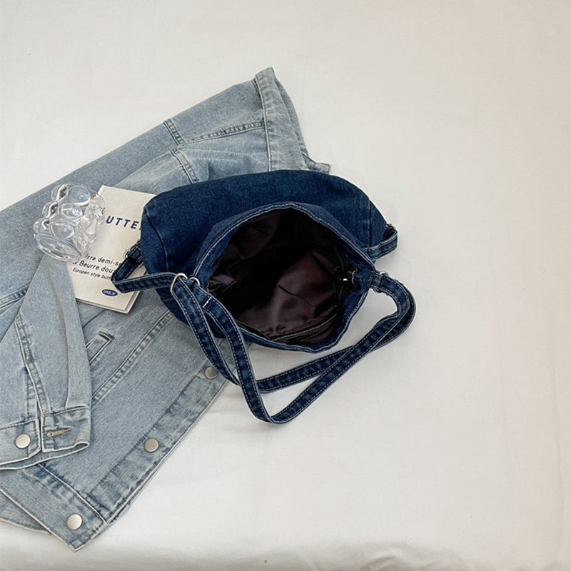 Adjustable Strap Denim Shoulder Bag 