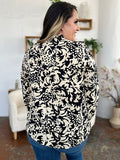 Double Take Full Size Printed Ruffle Trim Balloon Sleeve Shirt 