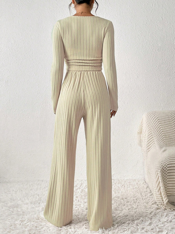 Honey Scoop Neck Long Sleeve Top and Pants Set 