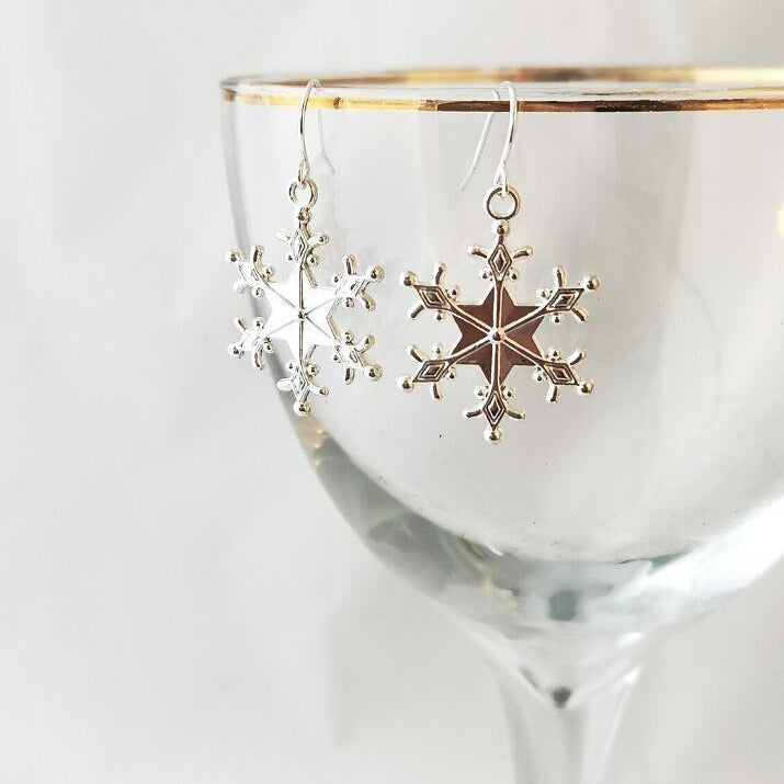 Silver-Plated Snowflakes Earrings 