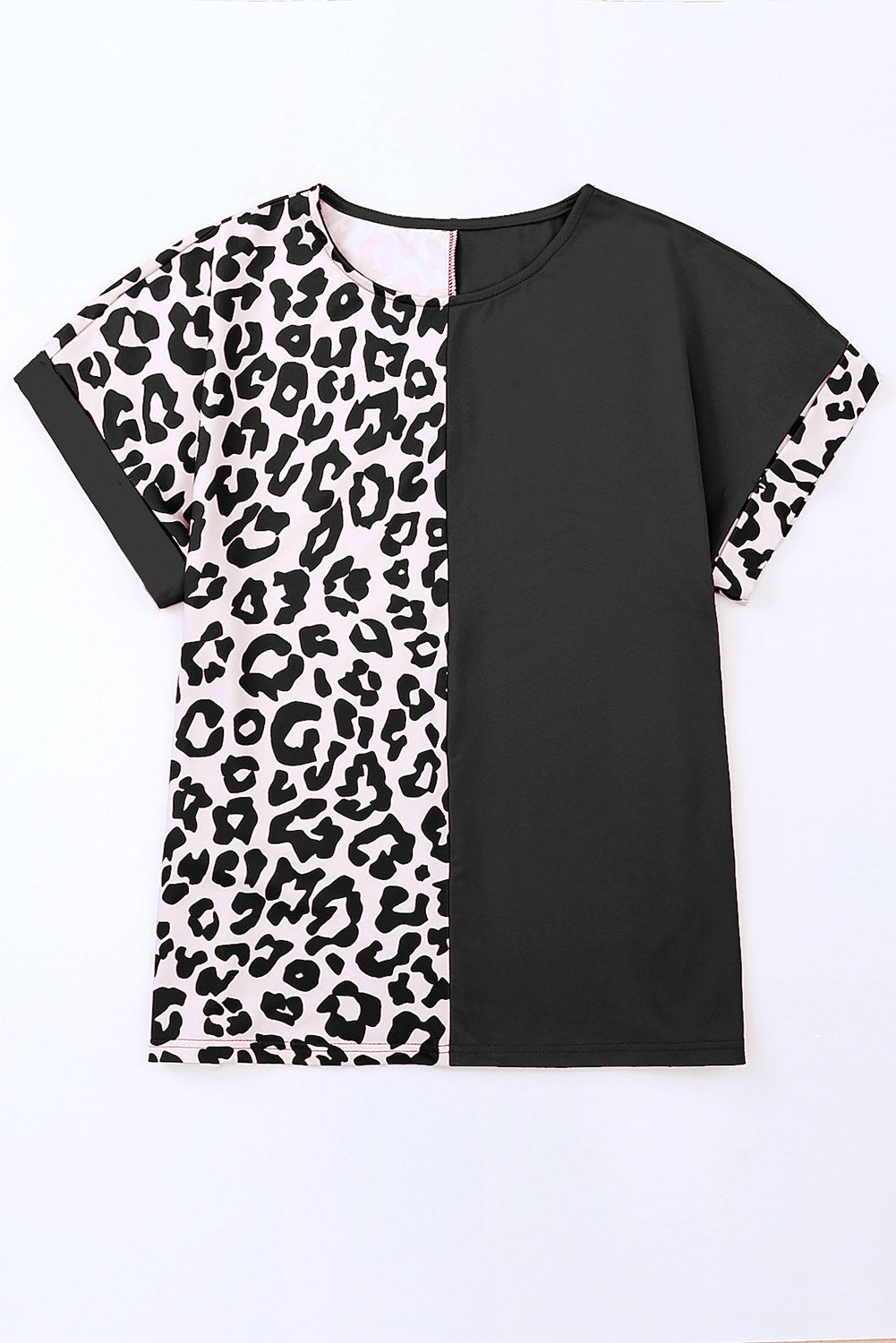 Plus Size Leopard Round Neck T-Shirt 