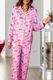 Pocketed Printed Top and Pants Lounge Set Lingerie & Nightwear