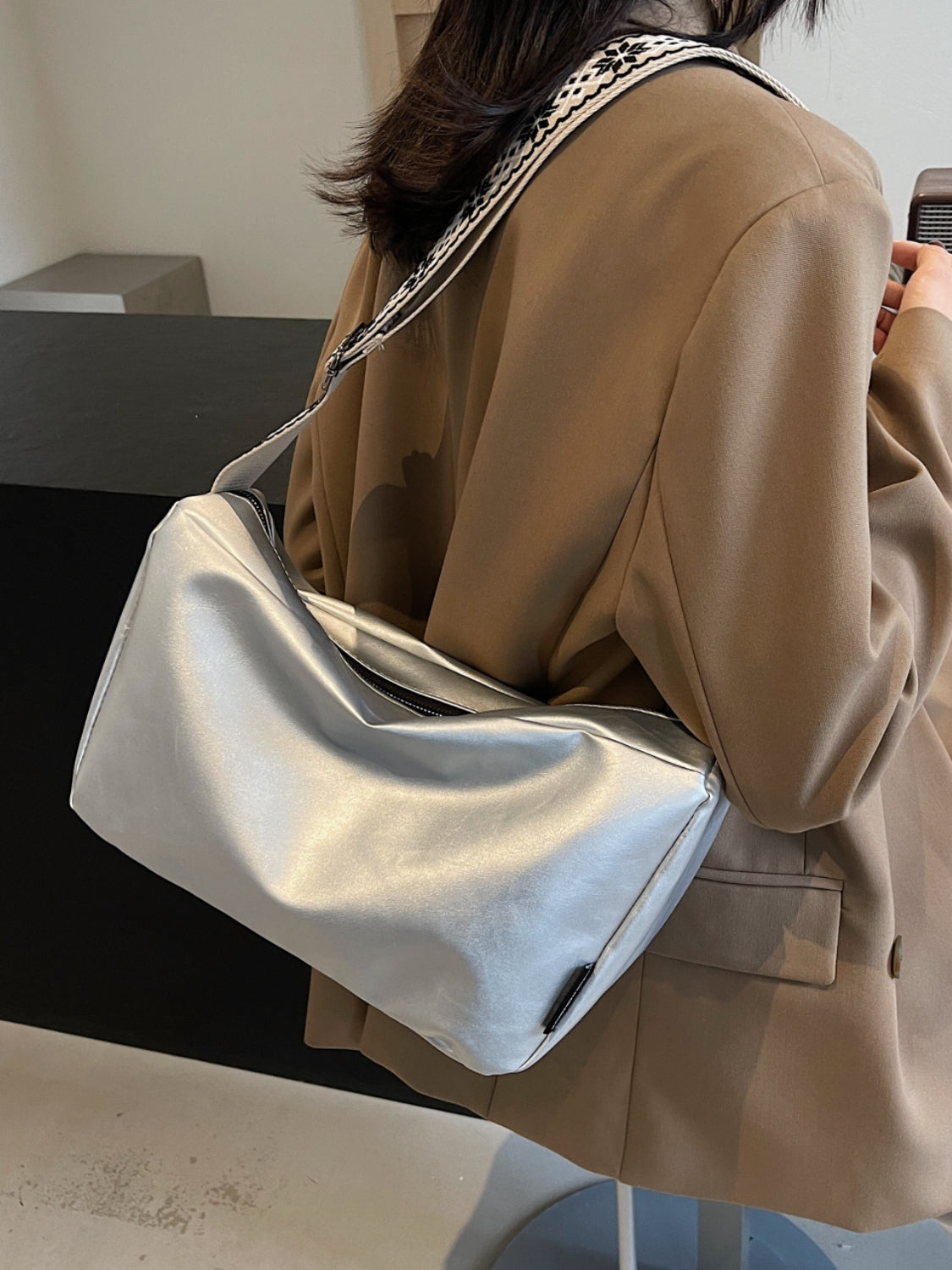 PU Leather Adjustable Strap Crossbody Bag 