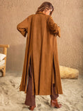 Slit Tied Collared Neck Longline Coat 
