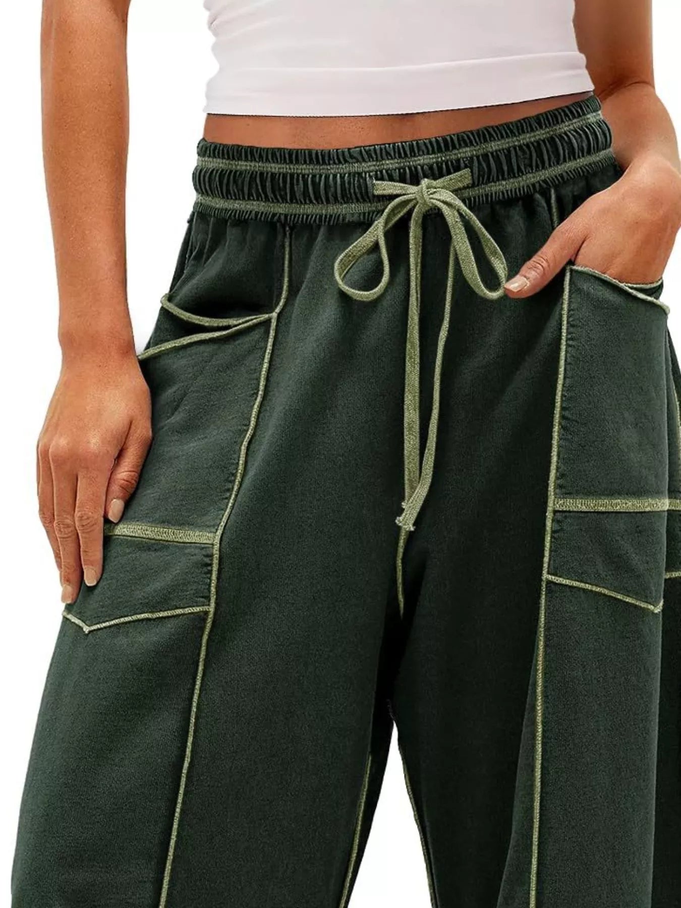 Drawstring Wide Leg Pants 