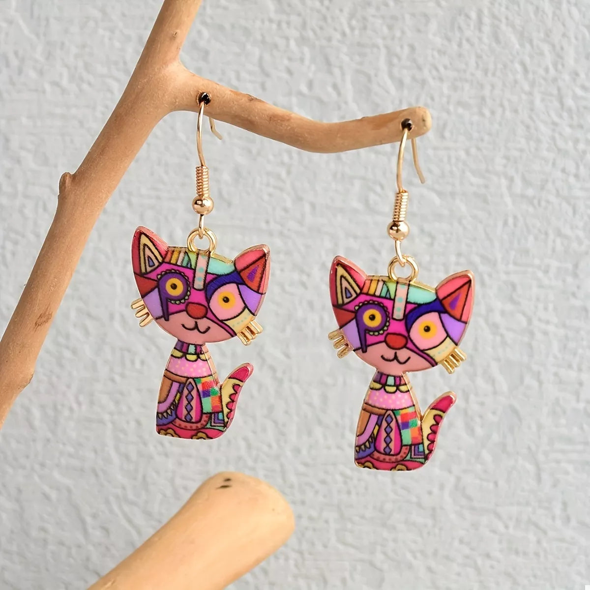 Colorful Cat Dangle Earrings 