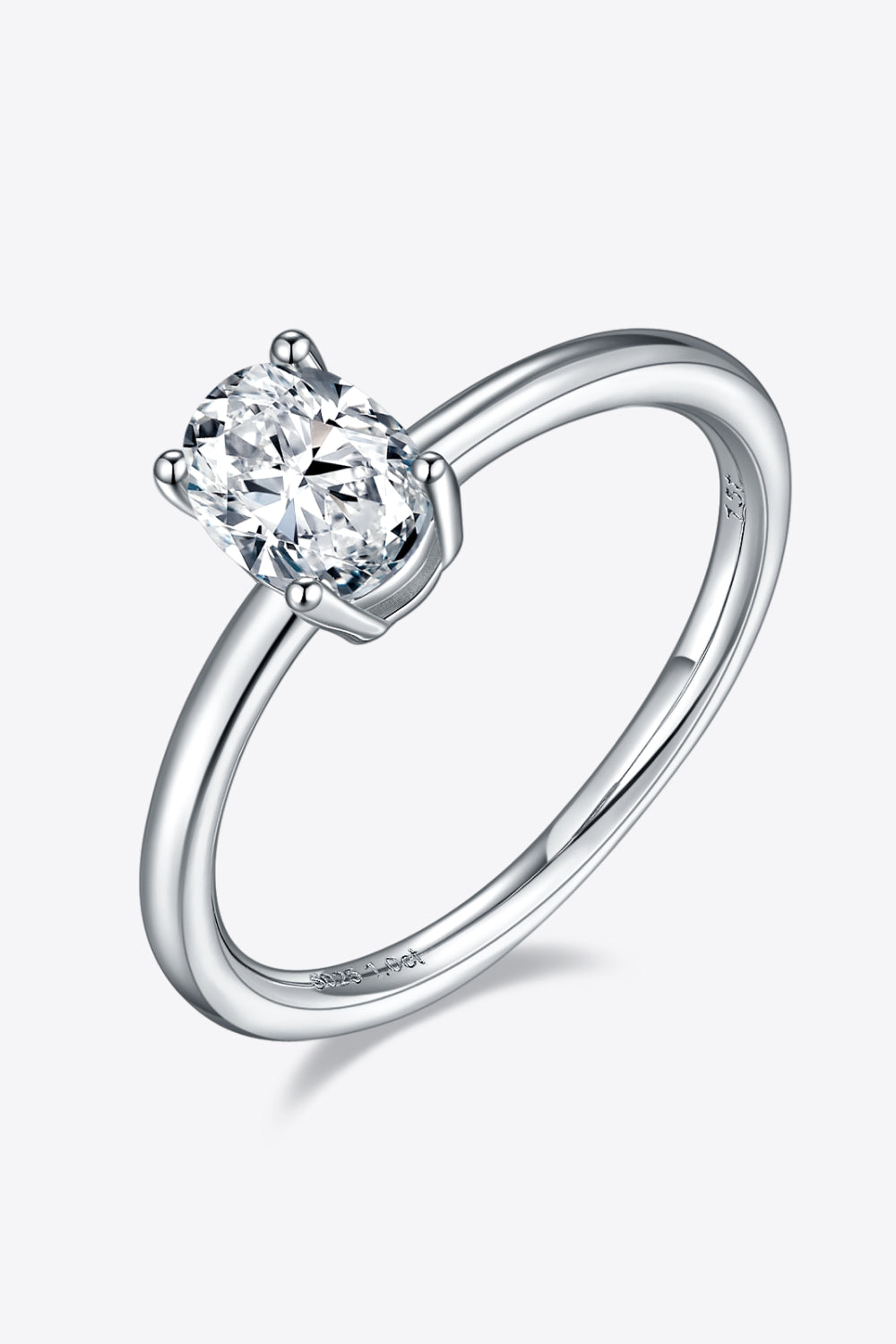 1 Carat Moissanite 925 Sterling Silver Solitaire Ring 