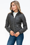 YMI Faux Layered Double-Zipper Jacket with Fuzzy Hood 