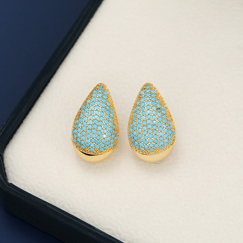 18K Gold-Plated Zircon Teardrop Earring 