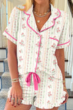 Printed Button Up Short Sleeve Top and Shorts Lounge Set Lingerie & Nightwear