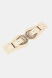 Shell Double Buckle Elastic Wide Belt 