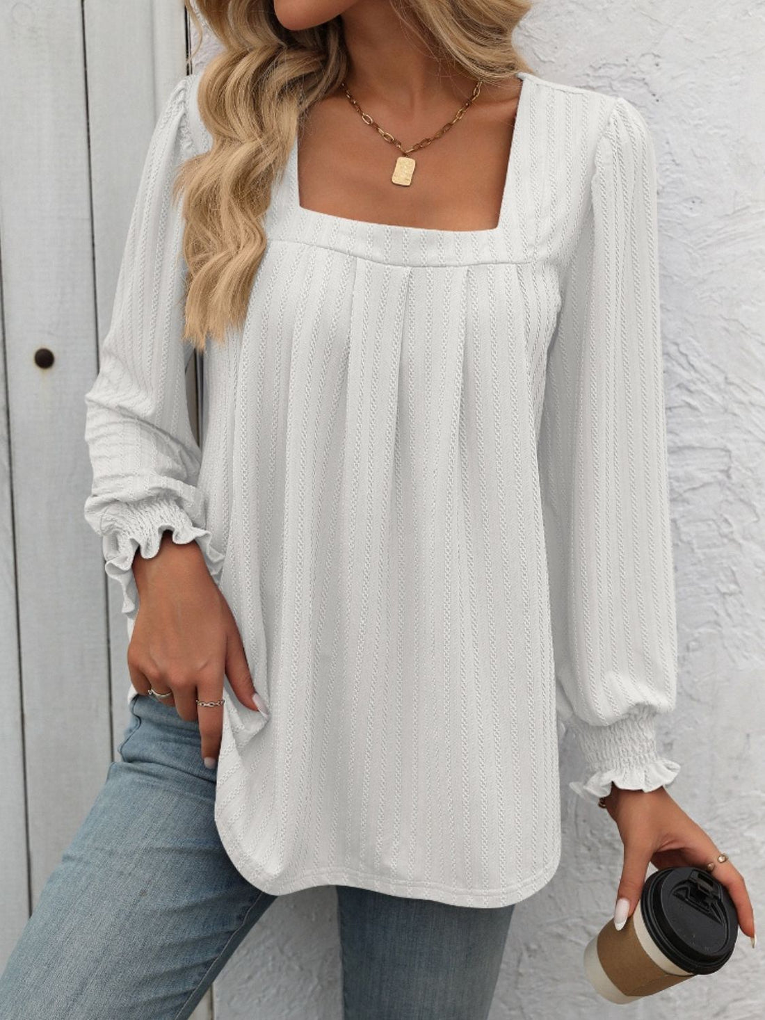 Mandy Square Neck Long Sleeve Top 