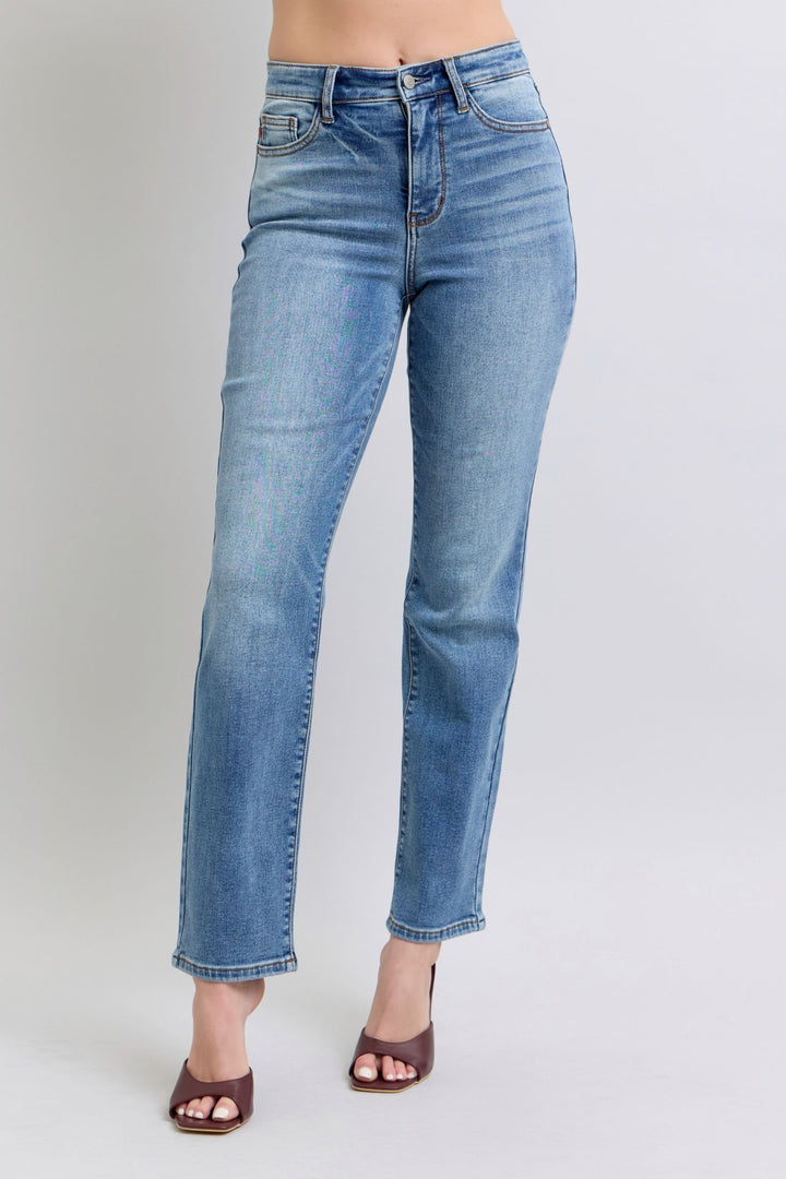 Judy Blue Full Size Run Vintage Wash Thermal Straight Jeans 