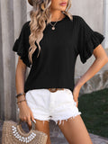 Mandy Ruffled Round Neck Short Sleeve Blouse 