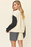 Double Take Full Size Contrast Drop Shoulder Top and Shorts Set 