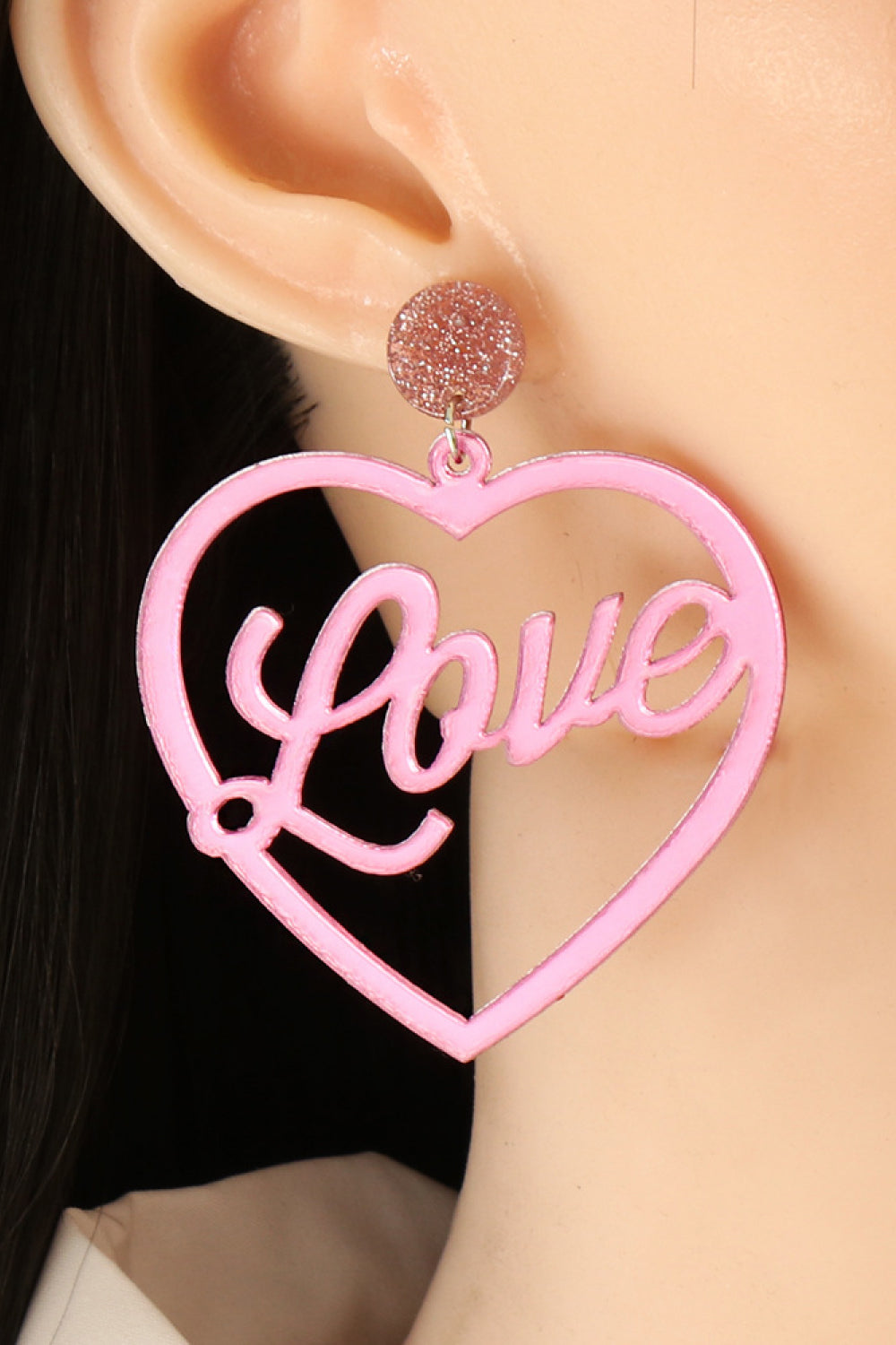Heart Shape Acrylic Dangle Earrings 
