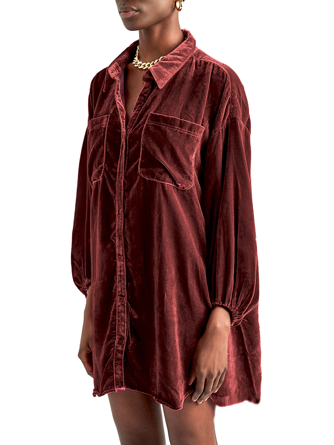 Collared Neck Button Down Long Sleeve Shirt 