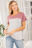 Heimish Color Block Striped Round Neck Short Sleeve T-Shirt 