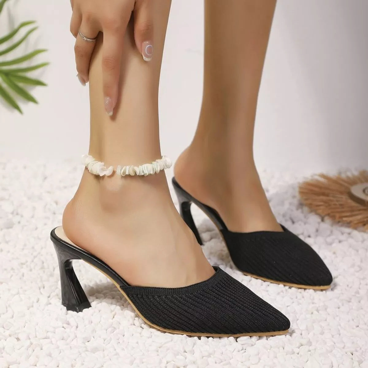 Point Toe Flare Heels Sandals 