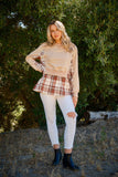 And The Why Full Size Double Layered Plaid Contrast Sweatshirt 